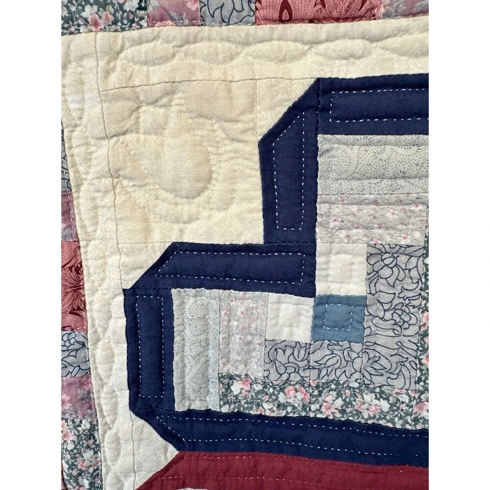 Vintage 90s Handmade Heart to Heart Quilt Wall Hanging - Quilted Textile